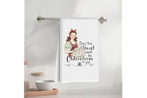 Lady Kitchen Towels 24x14 Inch, Reusable Cleaning Dish Towels for Kitchen Home Bathroom Farmhouse Decor, Durable Waffle Weave
