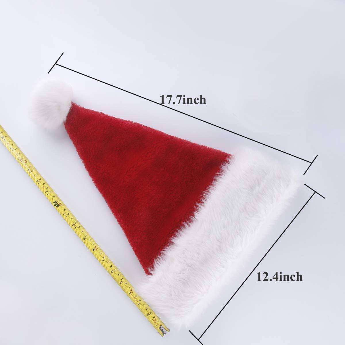 Unisex-Adult's Santa Hat Xmas, Velvet Christmas Hat with Plush Trim, Red, 12.4*17.7inch - Image 3