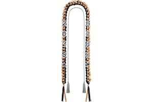 TIGGELL 2025 Grad Graduation Ribbon Lei Braided Necklace Graduation Gift with Tassel 2025 Grad Embroidery Patches for School College Bachelor Master Doctor Graduation Party (Black Gold)