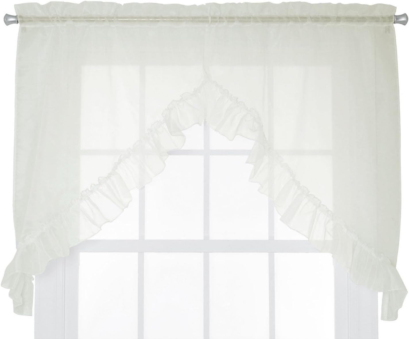 Amazon Com Ellis Curtain Jessica Sheer Ruffled Swag Curtains 60