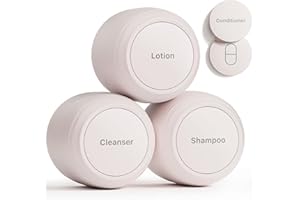 Trimcoo New Travel Toiletry Containers [Ultra Leakproof] TSA-Approved, PLA Hard Shell Jars with 5 Magnetic Labels, Wide Mouth