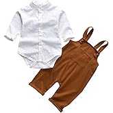 Unutiylo Baby Boys Clothes for Gentleman Outfits,Toddler Overalls Baby Suspender Pants and Bodysuit Romper