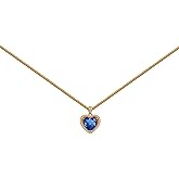 Cowlyn Forever Love Heart Pendant Necklace Simulated Birthstone Crystals Red Love Cubic Zirconia 18K Gold Rope Chain Dainty Charm Birthday Valentine Mother's Day Jewelry for Women