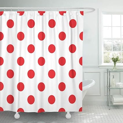 Amazon Com Emvency Fabric Shower Curtain With Hooks Abstract Red