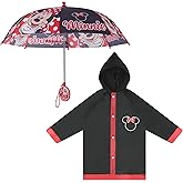 Disney Kids Umbrella and Slicker, Minnie Mouse Toddler and Little Girl Rain Wear Set, for Ages 2-7
