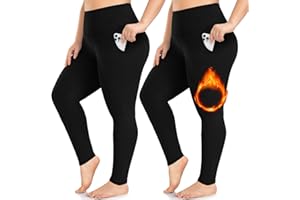 FULLSOFT Plus Size Fleece Lined Leggings for Women-Warm Leggings with Pockets High Waist Thermal Yoga Pants Winter Workout