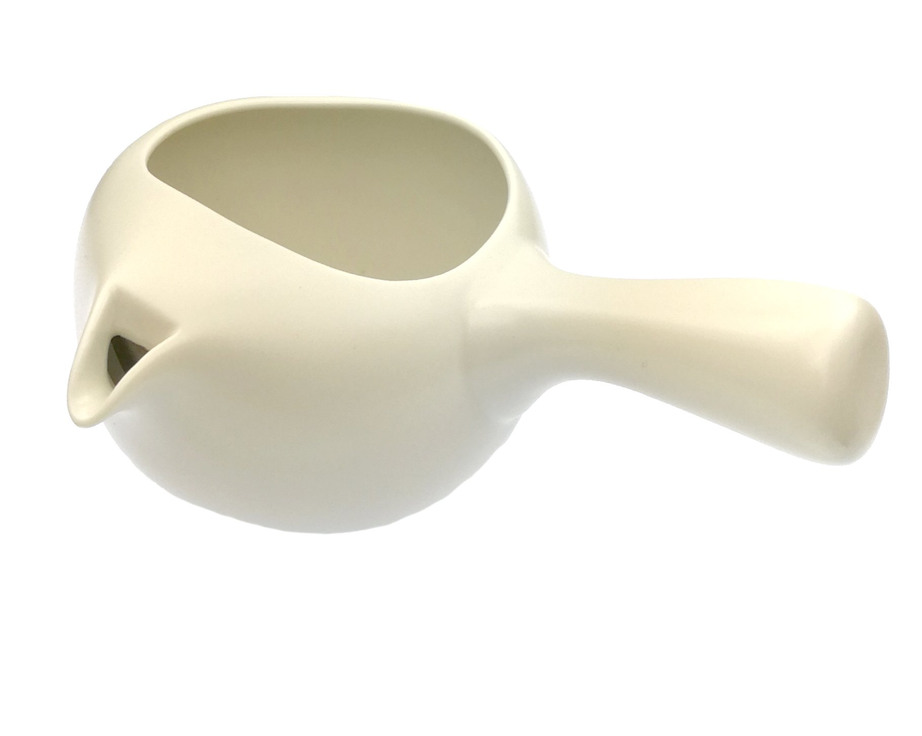 Kyusu Japanese One-Handed Teapot with Tea Strainer 350 ml, Ceramic Kyusu Side Handle Teapot, Ideal for Green Tea Preparation, Tea Instructor White
