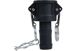 Quafwia 2 pcs Polypropylene Camlock Fittings (1" Type C) Cam lock Hose Fittings Standard Female Coupler x Hose End With Camlock Gasket Inside Camlock Fittings Poly (1")