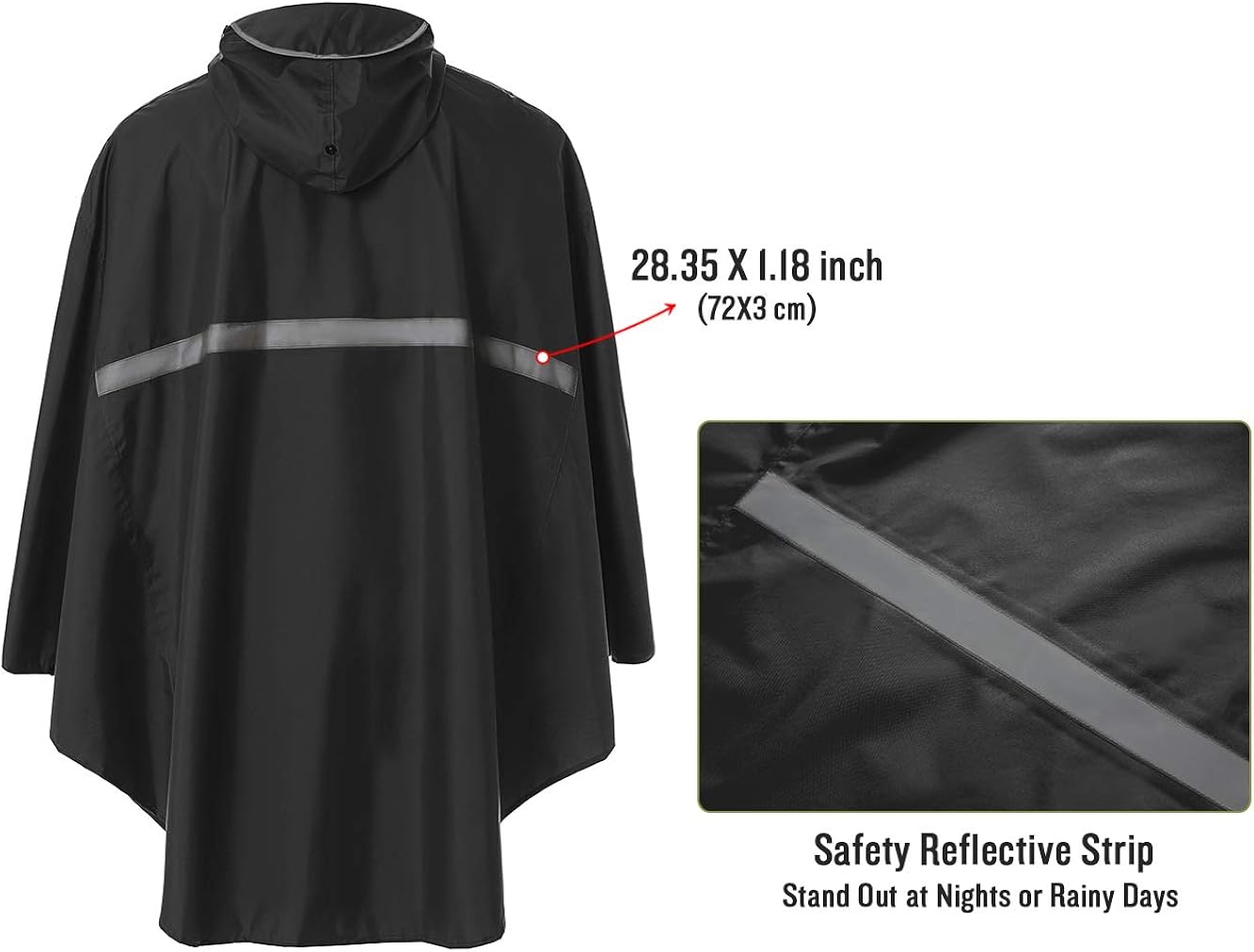Muti-Use Resuable Rain Poncho for Cycling Hiking Camping(Black): Clothing