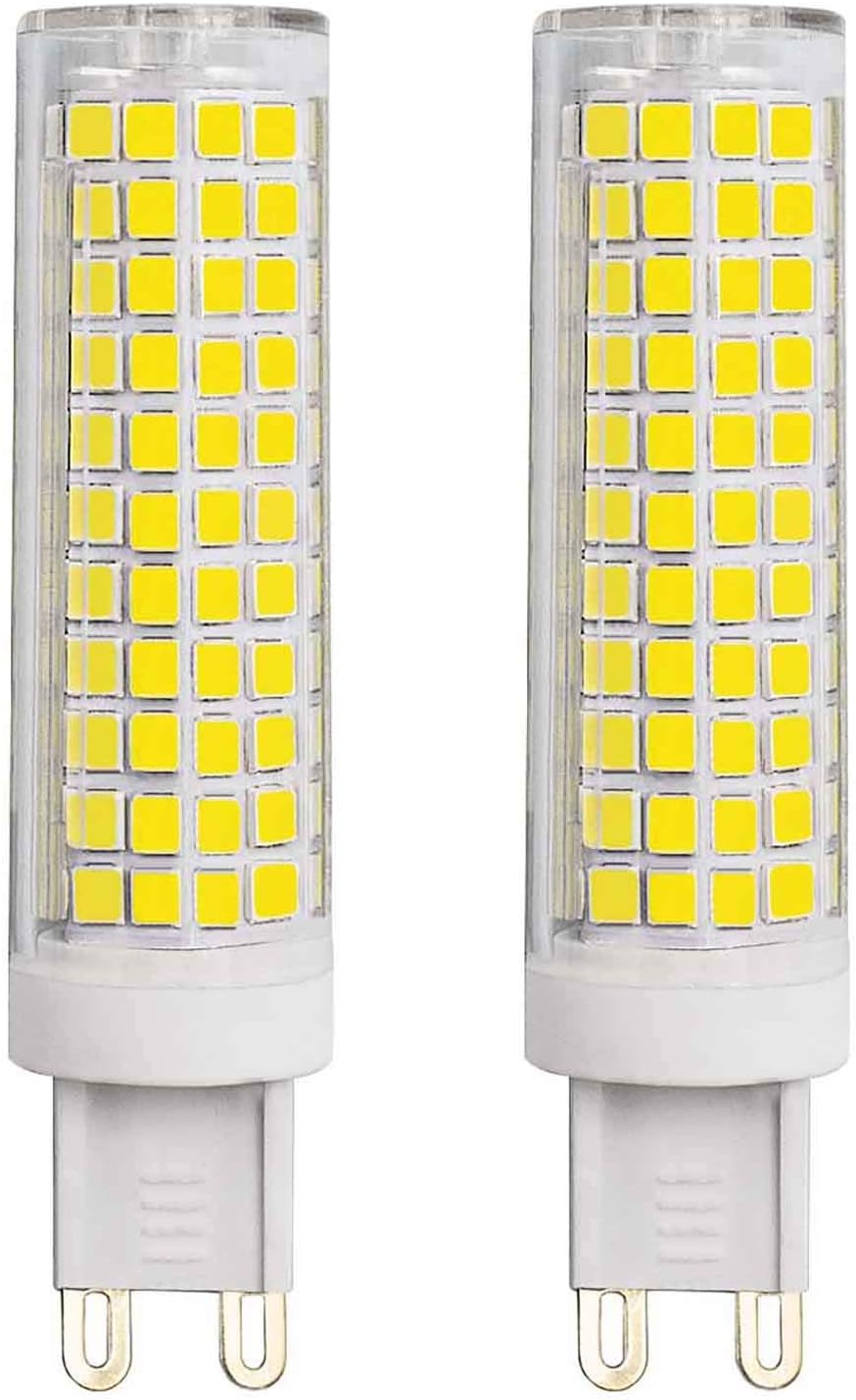 MJIUZHOU G9 LED Light Bulbs 10W Equivalent to 100W Halogen Cool White 6500k 1000 Lumen 220V-240V Energy Saving G9 Bi-Pin Base Bulb (Pack of 2)