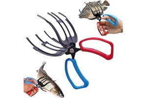 limveso 3 Claw Fish Gripper, Fishing Pliers Gripper, Metal Fish Control Clamp Claw Tong Grip Tackle Tool, Multi-Functional Lightweight Non-Slip Fish Claw Gripper for Catch Fish Fishing Accessories