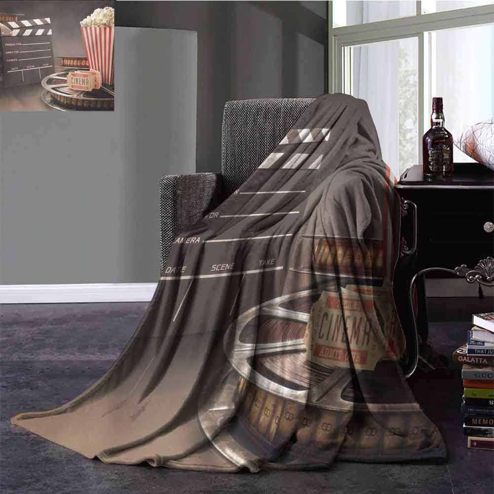 Fleece Blanket Throw Size,Movie Theater Decorative Blanket Old Fashion