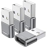 USB C Female to USB Male Adapter 4-Pack,Type C to USB A Charger Cable Adapter,Compatible with iPhone 11 12 Mini Pro Max,iPad 