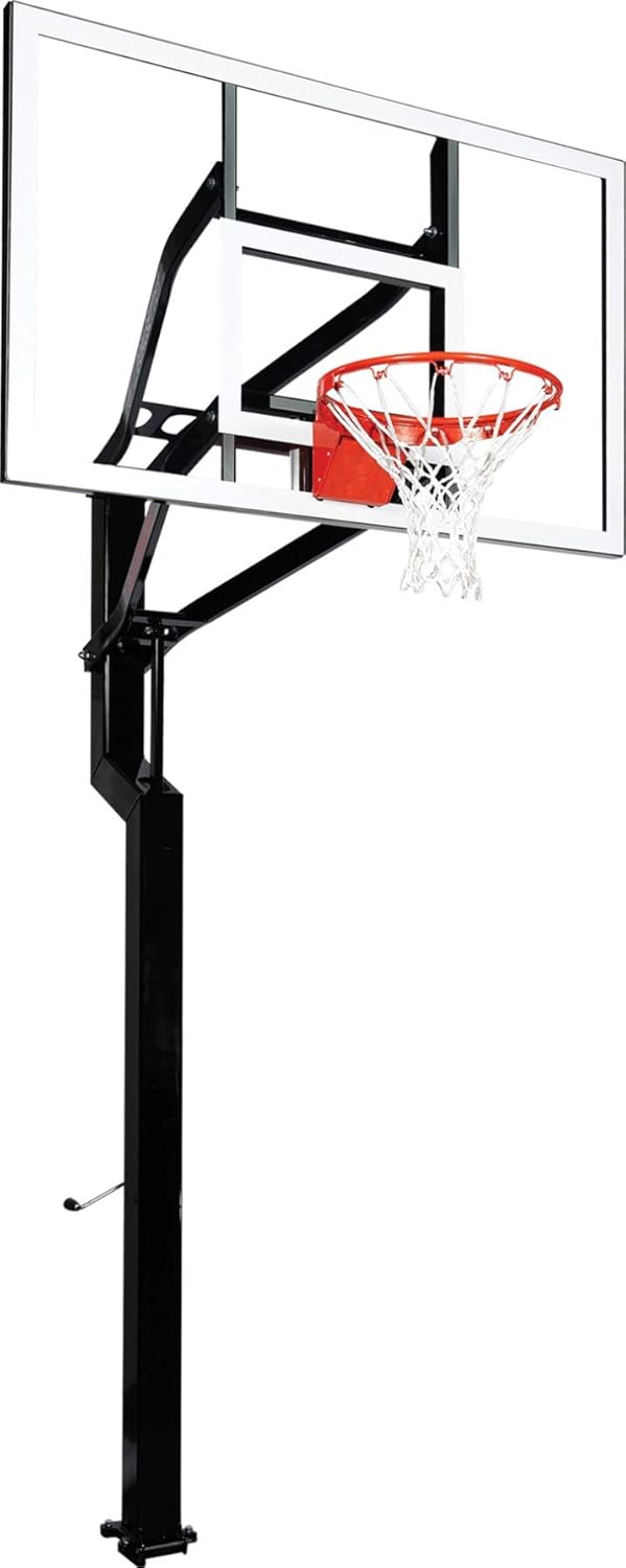 Goalsetter All-American In Ground Adjustable Basketball System with 60-Inch Glass Backboard and Double Static Rim, Black (SS45560G2) : Sports & Outdoors