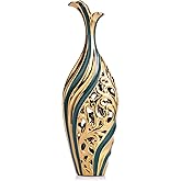 19.6" Tall Large Floor Vase Decorative, Green Gold Floor Large Vases, Wedding Premium Decor Pampas Grass Single Flower Vases,