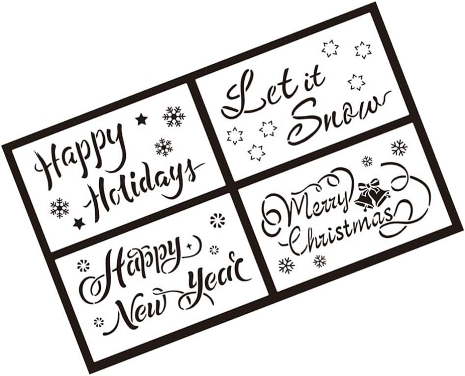 Christmas Stencils Template Happy New Year Let it Holidays Painting Painting Stencils for Christmas Craft Projects - Image 4