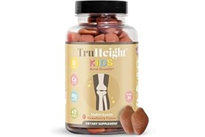 TruHeight Kids Bone Growth Gummies (Strawberry, Ages 2+) Tall Nutrition for Natural Growth for Kids & Toddlers - Vitamin D, Calcium, K, Magnesium Multivitamin, Bone Strength Vitamins, D3 K2, Taller