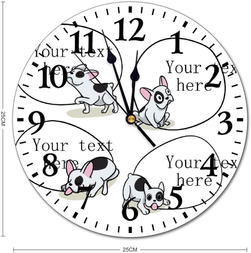 Amazon Co Jp 創造的なフレンチブルドッグの吹き出し ウォールクロック 壁掛け時計 アナログ クロック インテリア 円形 サイレント ノベルティ 印刷 掛置兼用 連続秒針 家 寝室 居間 食堂 浴室 台所用 直径25cm 部屋装飾 ホーム キッチン