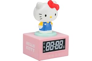 Paladone Hello Kitty Alarm Clock, Night Light and Music, Digital, Officially Licensed by Sanrio, Bedroom Decor for Kids, Teen