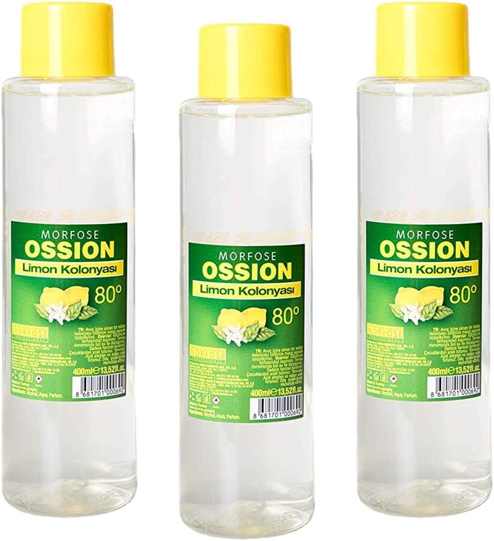 3x Morfose Ossion Lemon Cologne (3x 400 ml) After Shave Lemon Lemon Kolonya Refreshes Cools
