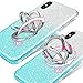 Maxdara Case for iPhone X iPhone Xs Glitter Case Ring Grip Holder Gradient Kickstand Series Bling Sparkle Diamond Rhinestone Bumper Luxury Pretty Girls Women Case X Xs 5.8 inches (Silver Teal)