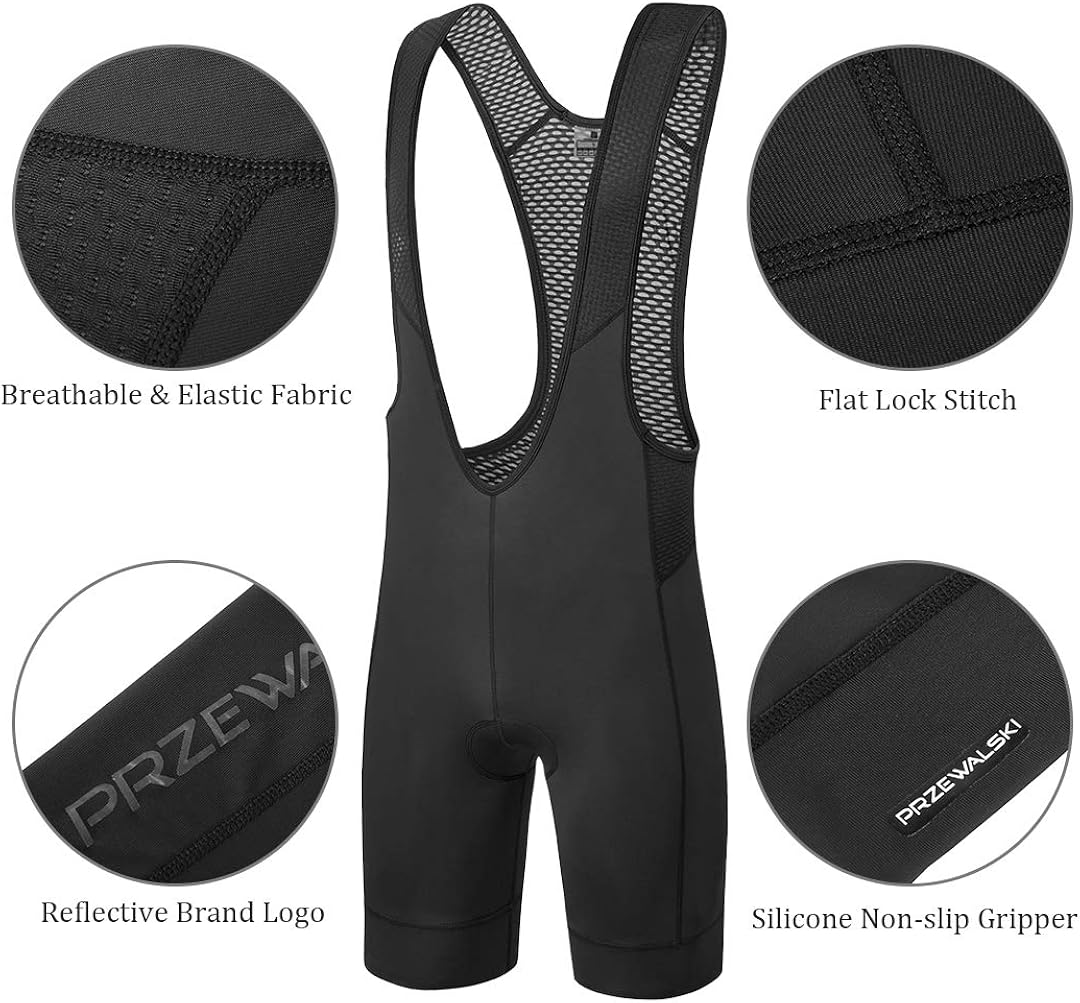 Przewalski Men's Cycling Bib Shorts, 4D Padded Compression Bike Tights Breathable Bicycle Pants UPF 50+, Classic Series: Clothing