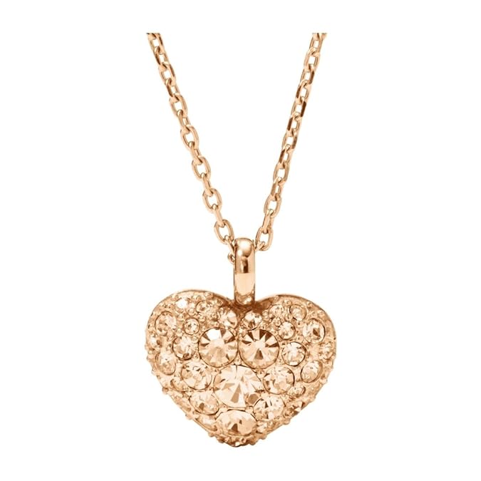 Fossil Damen-Kette mit Anhänger Edelstahl Zirkonia weiß 45 cm-JF01156791