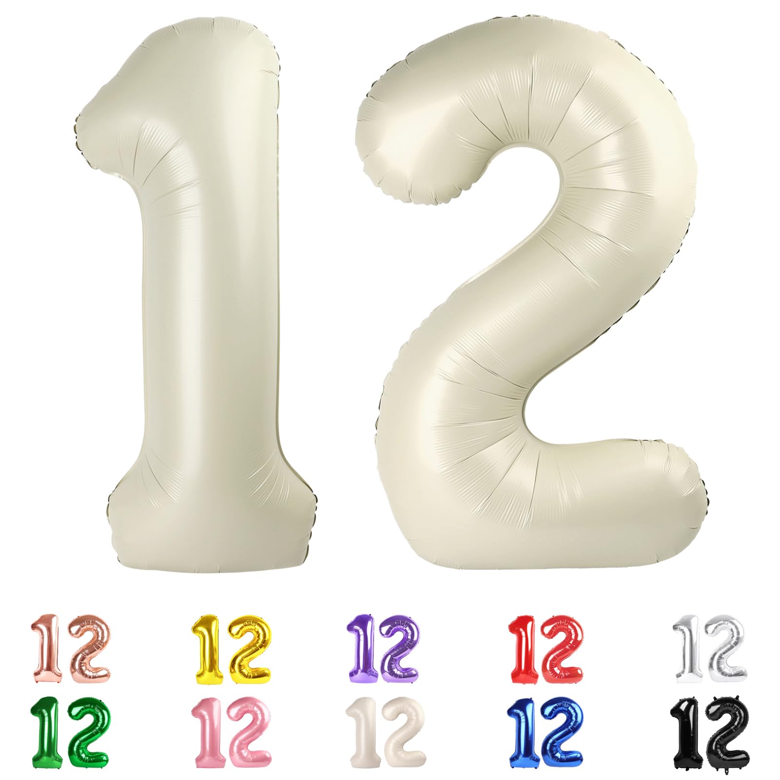 Photo 1 of 12 Balloons Number, 40 In Number 21 Balloons, 12th Cream Birthday for Girl Boys 21st for Engagement, Wedding, Celebration Party, Graduations, Photo Shoot