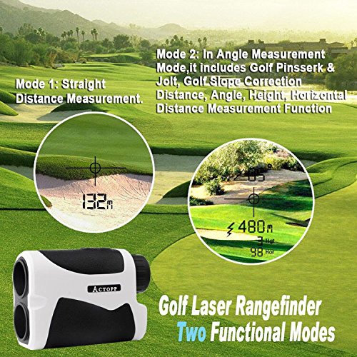 ACTOPP Golf Rangefinder Digital Laser Rangefinder Scope with Golf Scanning Jolt Golf Slope Correction Angle Height Horizontal Distance Measurement Function Perfect for Golf Hunting and Racing (White)