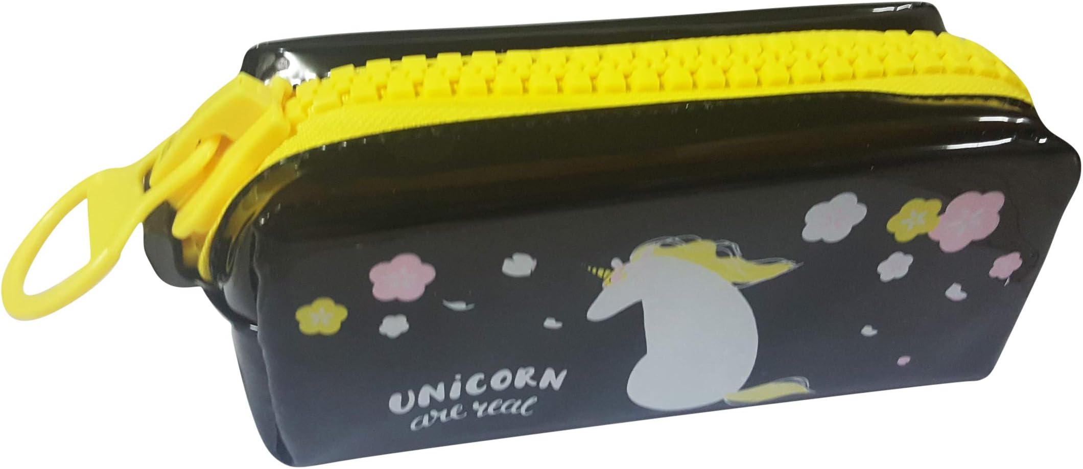 ONOTIC Unicorn Multipurpose Organizer Pencil Pouch Stationary Pouch for Girls (Transparent Jumbo Zip Black)