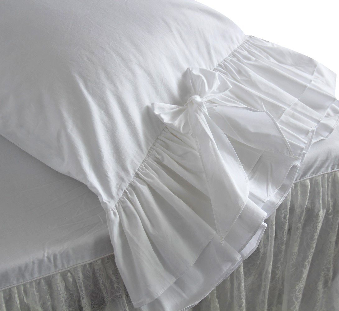 White Ruffle Pillow Shams Standard Queen King Euro Shams Cover