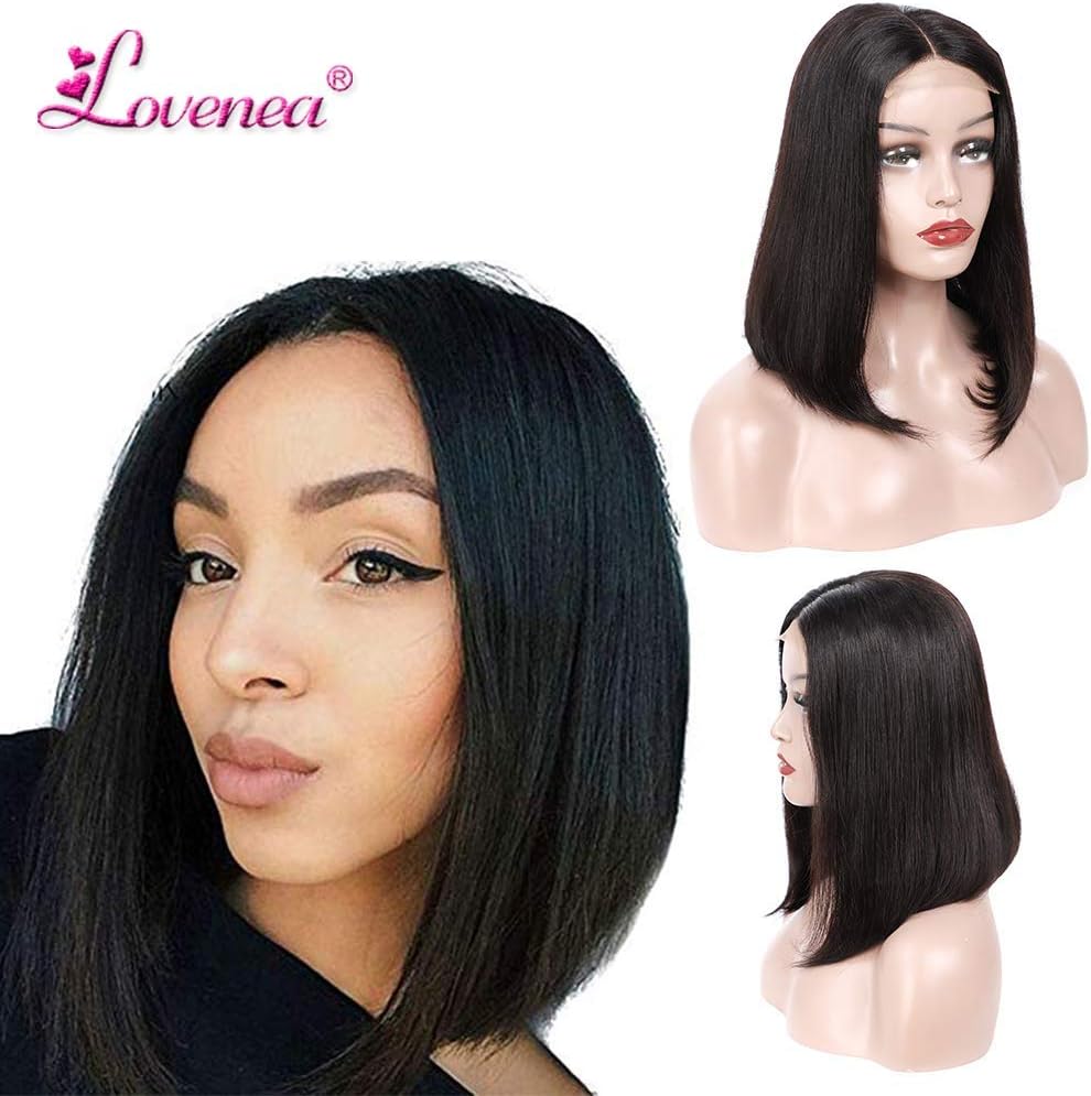 Bob Wig Human Hair 4x4 Lace Closure Wig Malaysian Remy Human Hair wigs Unprocessed Lace Front Wigs for Women Natural…
