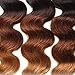 B&F Hair Brazilian Virgin Ombre Hair Body Wave Weft 3 Bundles 100% Unprocessed Virgin Human Hair Extensions (100+/-5g)/pc (18 20 22inch #1b/#4/#27)