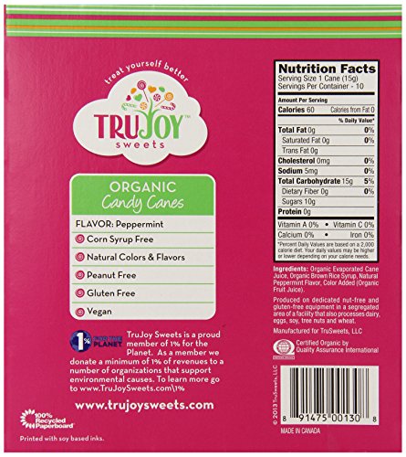 Tru Sweets Organic Candy Canes, 10-Count Canes (Pack of 6)