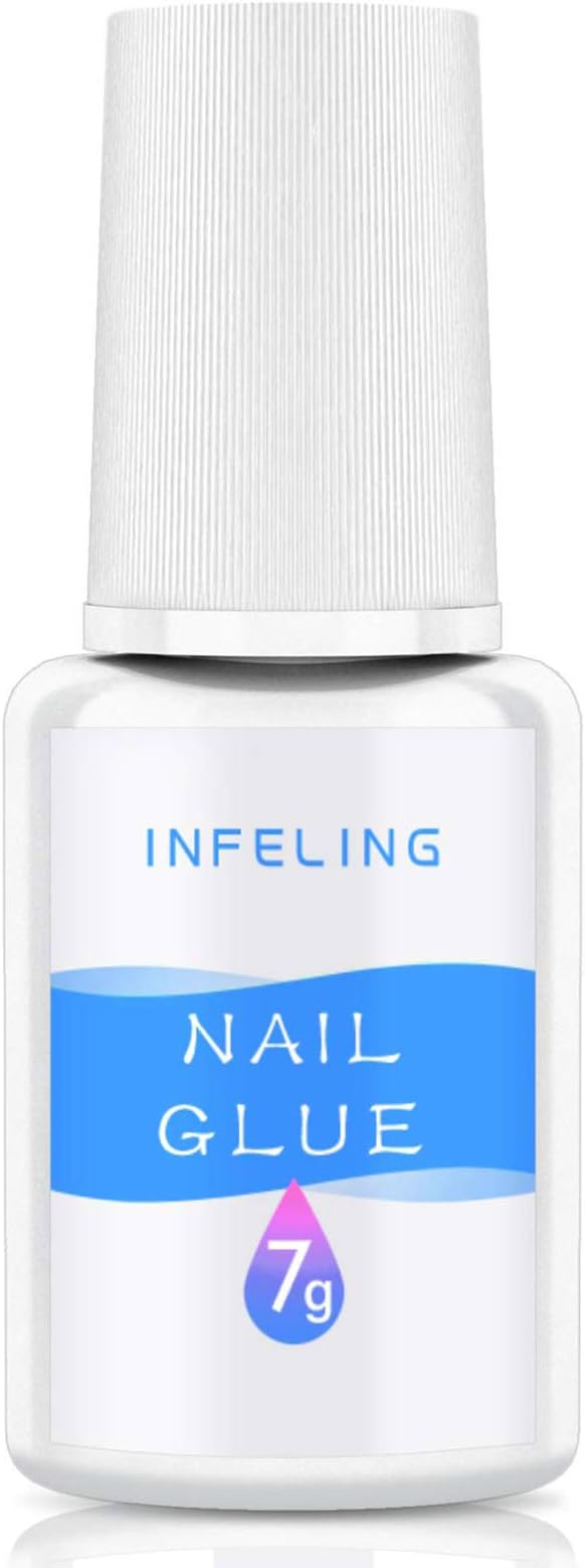 Nail Glue for Acrylic Nails Long Lasting - Acrylic Nail Glue for False Nails, Super Strong Brush on Nail Glue, INFELING Professional Nail Glue for Broken Nail Press on Nails, 0.25oz