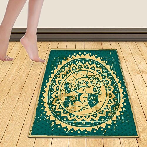 WelFriday custom door mats 109590638 Vintage graphic vector Indian lotus ethnic elephant African tribal ornament Can be used for a coloring book textile prints phone case greeting card,W22 x L36 inch