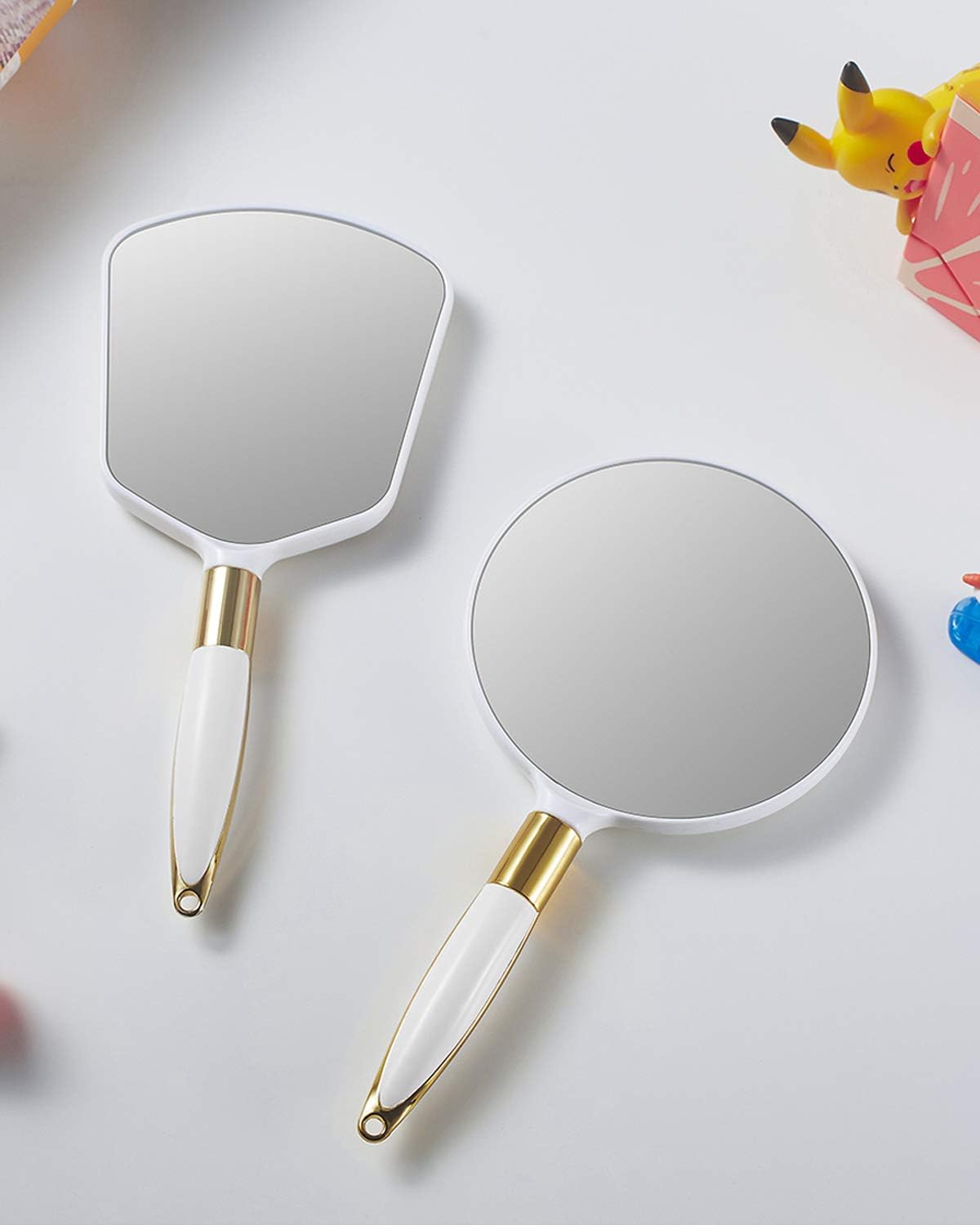 OMIRO Hand Mirror, Square White Handheld Mirror with Handle, 5.1" W x 9.5" L: Home & Kitchen