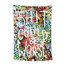BLEUM CADE Wall Tapestry Flower Tapestry Floral Words Tapestry Wall Hanging Tapestry Wall Decor Quote Tapestry