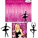 Adorox (2 pc Metallic Pink) Metallic Silver Gold Rainbow Foil Fringe Curtains Party Wedding Event Decoration Photo Backdrop