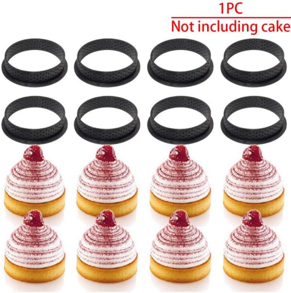 YGGY DIY French Dessert Bakeware Cutter Round Shape Decorating Tool Cake Mold Tart Ring Silicone Perforated Mousse Circle for Kitchen,8Pcs
