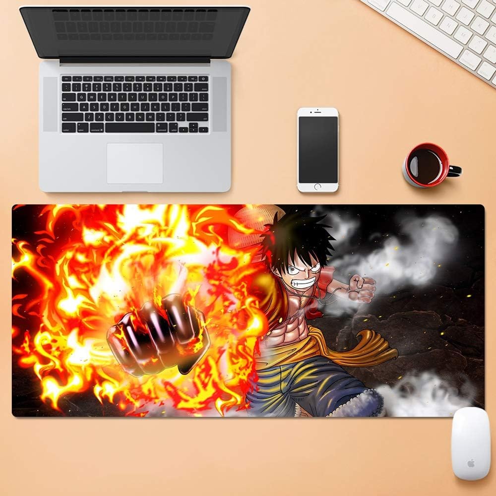 YUBAIBA One Piece Monkey D. Luffy Anime Mouse Pad Thicken Slip Mouse Mat Locking Oversized Keyboard Pad Oversized Waterproof Mat Straw Hat Kid (Color : 800300mm, Size : 4mm)