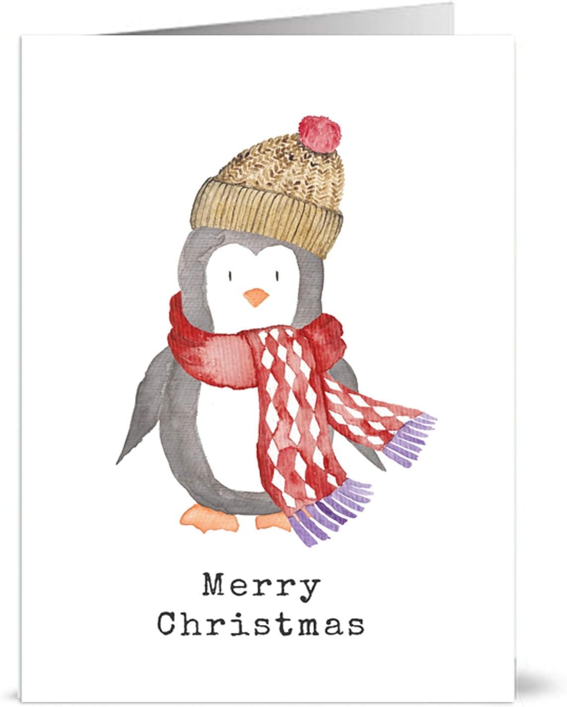 48 Recycled, Eco Friendly, Cute Animal Christmas Cards with Envelopes, beige|white|grey|red, 14.8cm x 10.5cm - Image 3
