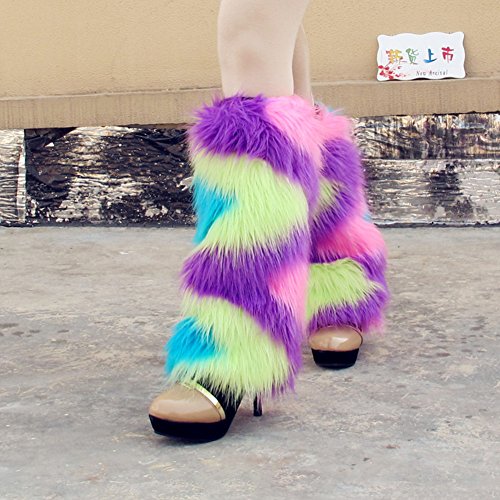 Neon Rainbow Furry Fluffy Unicorn Leg Warmers