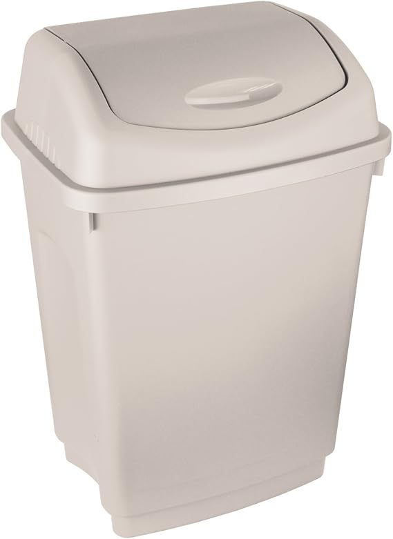 1 x Simpa® 50L 50 Litre CREAM Swing Bin Heavy Duty Plastic Home