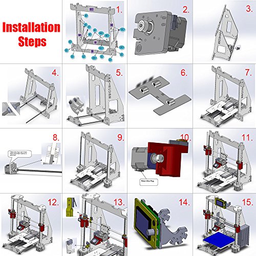 KKmoon High Precision Desktop 3D Printer Kit Reprap i3 DIY Self Assembly 12864 LCD Screen Acrylic Frame Printing