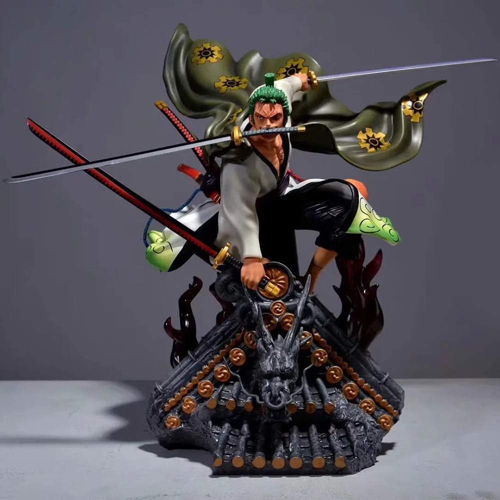QINGLI One Piece Action Figure Roronoa Zoro 50CM -He Country Three Blades Zoro-Statue Decoration Model Anime Character Children Doll Souvenir Collection Or Character Lover Roronoa Zoro