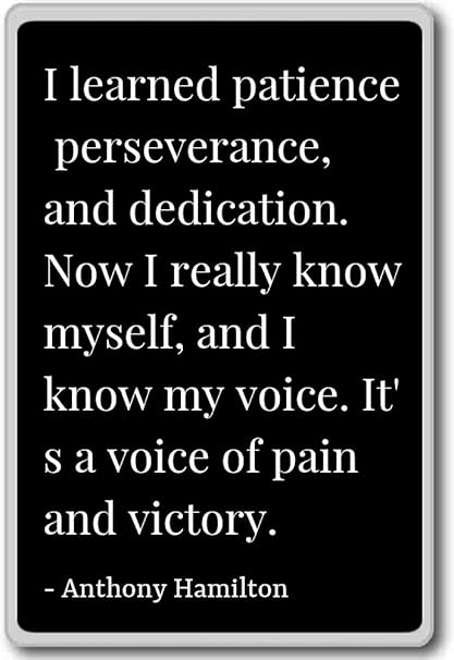 I Learned Patience Perseverance Et Dedi Anthony Hamilton Citations Aimant De Refrigerateur Noir Amazon Fr Cuisine Maison