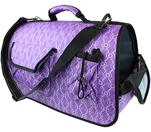 Soft Sided Pet Carrier for Dogs and Cats - Airline Approved Travel bag for Small Animals by bogo Brands (Purple Bow) - Thumbnail 5