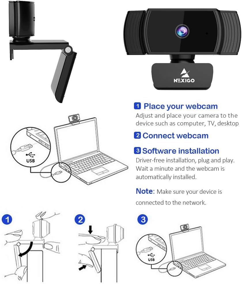 2020 AutoFocus 1080p Streaming Webcam with Stereo Microphone and Privacy Cover, NexiGo FHD USB Web Camera, for Online Class, Zoom Meeting Skype Facetime Teams, PC Mac Laptop Desktop: Electronics