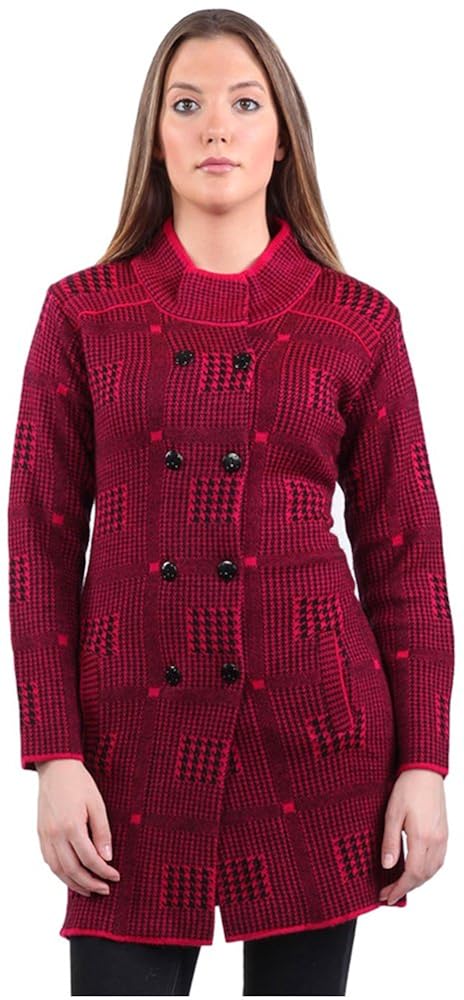 montrex maroon double breasted coat for women